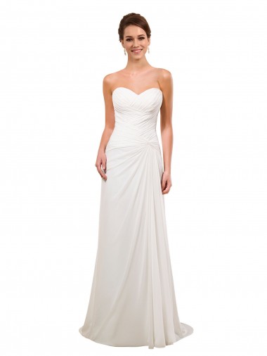 Sweetheart Neckline Chiffon Wedding Dress with Criss-Cross Ruched Bodice Australia