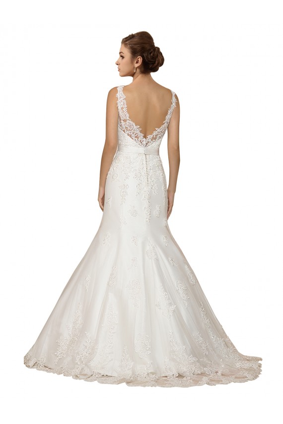 Sweethart V-Neckline Lace Wedding Dress with Shoulder Straps Australia