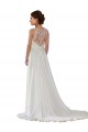 Illusion Neck A-Line Chiffon Beach Wedding Dress with Lace Halter Neckline Australia