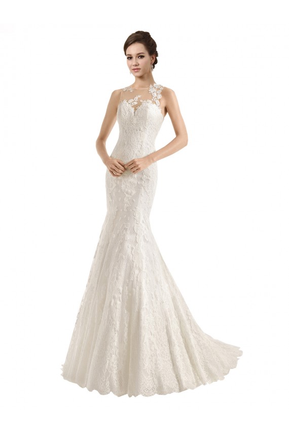 Illusion Neck Mermaid All Over Lace Wedding Dress Australia