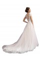 Illusion Cap Sleeves A-Line Tulle Beach Wedding Dress with Lace Bodice Australia