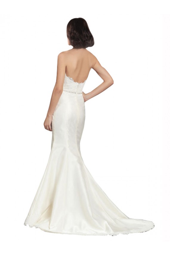 Trumpet Satin Wedding Dress with Sweetheart Lace Bodice Australia