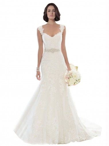 Off the Shoulder Mermaid Lace Beach Wedding Dress with Beaded Belt Australia