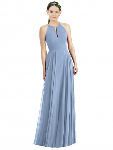 Keyhole Halter Chiffon Maxi Bridesmaid Dress Australia