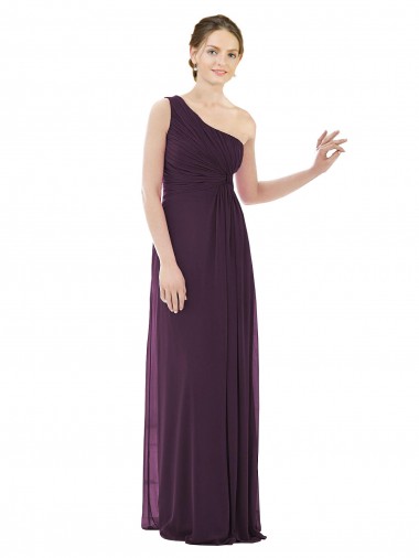 Draped One Shoulder Full Length Chiffon Bridesmaid Dress Australia