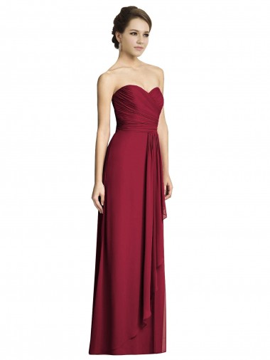 Long Strapless Chiffon Bridesmaid Dress with Side Slit Australia