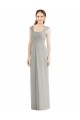 Full Length Lux Chiffon Dress with Draped Bodice And Shirred Straps Australia