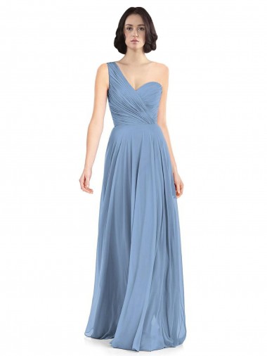 One Shoulder Long Chiffon Bridesmaid Dress with Sweetheart Bodice Australia