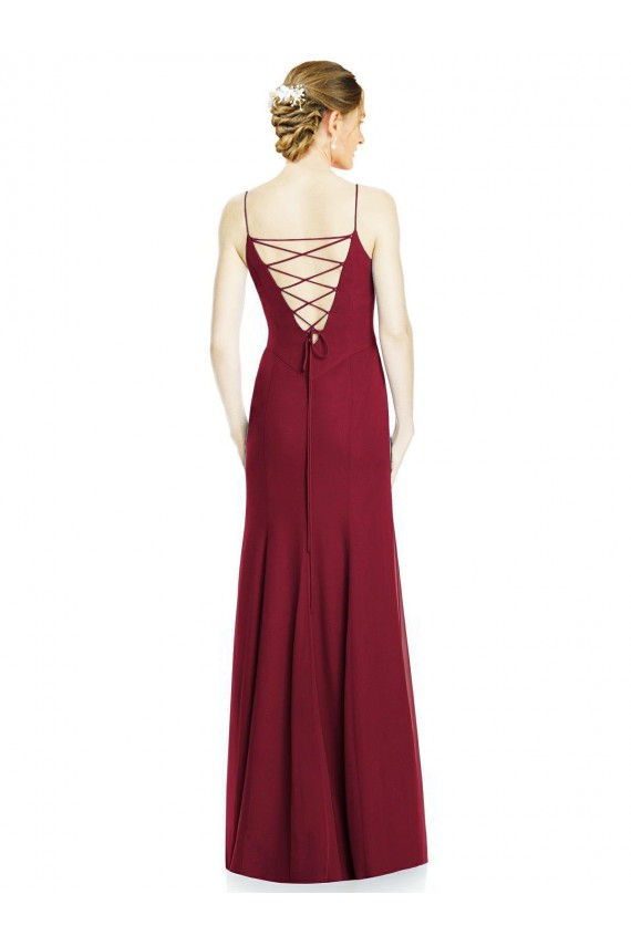 High Square Trumpet Chiffon Bridesmaid Dress with Lace-Up Open Back Australia