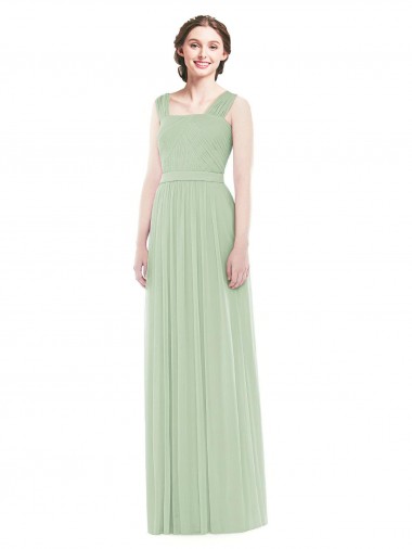 Sleeveless Chiffon Long Bridesmaid Dress with Shoulder Straps Australia