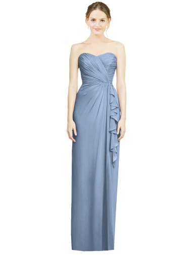 Strapless Full-Length Chiffon Bridesmaid Dress with Front Slit Australia
