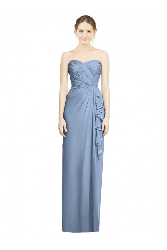 Strapless Full-Length Chiffon Bridesmaid Dress with Front Slit Australia