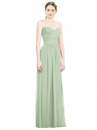 Crisscross Draped Full Length Strapless Chiffon Bridesmaid Dress Australia