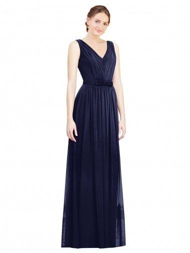 Full-Length V-Neck Lux Chiffon Bridesmaid Dress with V-Back Australia