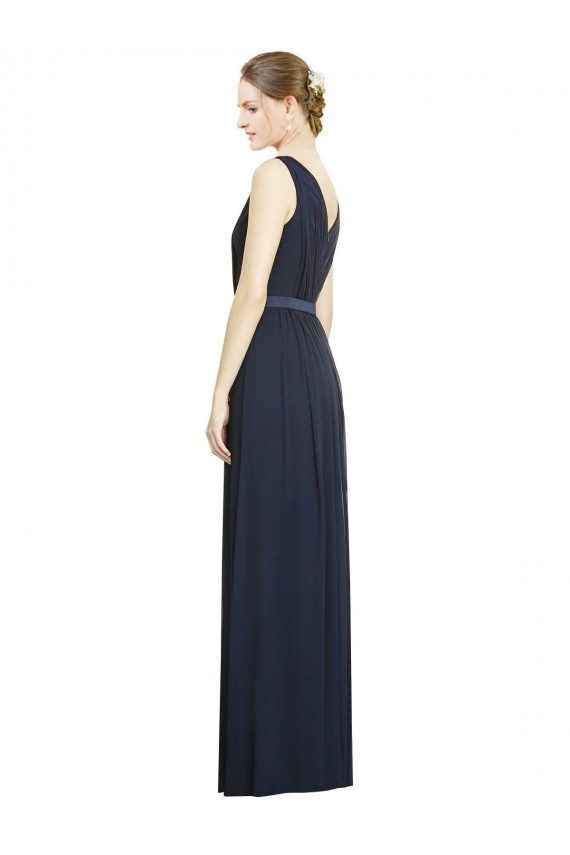 Full-Length V-Neck Lux Chiffon Bridesmaid Dress with V-Back Australia