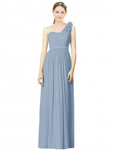 Flower Shoulder Draped One Shoulder Chiffon Bridesmaid Dress Australia
