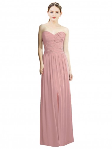 Crossover Draped Sweetheart Chiffon Formal Bridesmaid Dress with Front Slit Australia