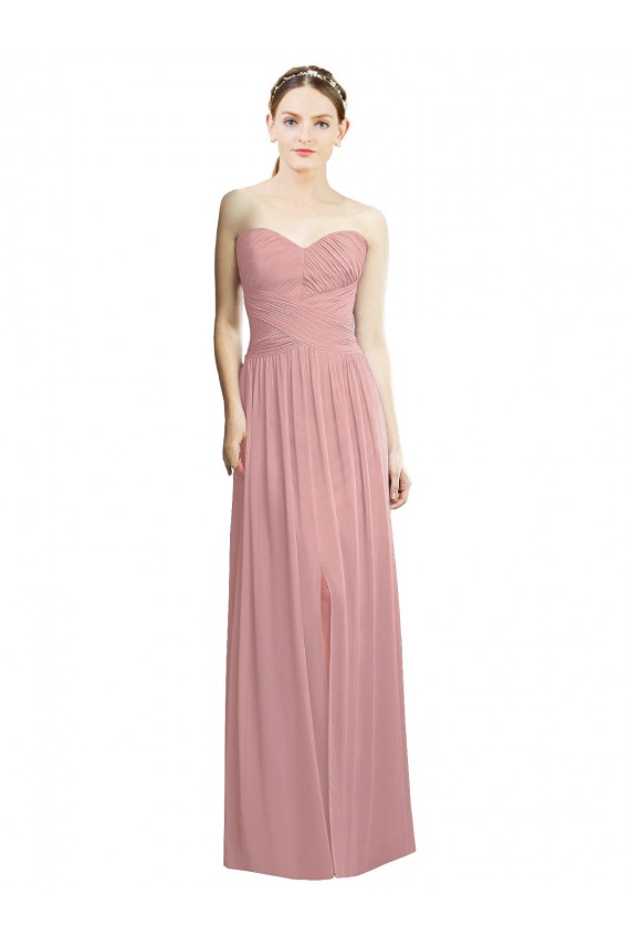 Crossover Draped Sweetheart Chiffon Formal Bridesmaid Dress with Front Slit Australia