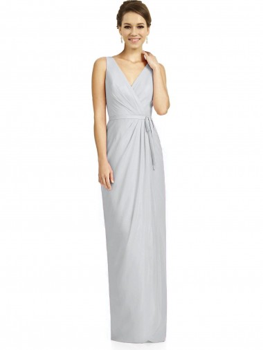 Draped V-Neck Cocktail Length Chiffon Bridesmaid Dress Australia