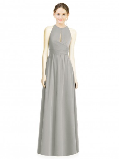 Draped Keyhole Long Chiffon Bridesmaid Dress Australia