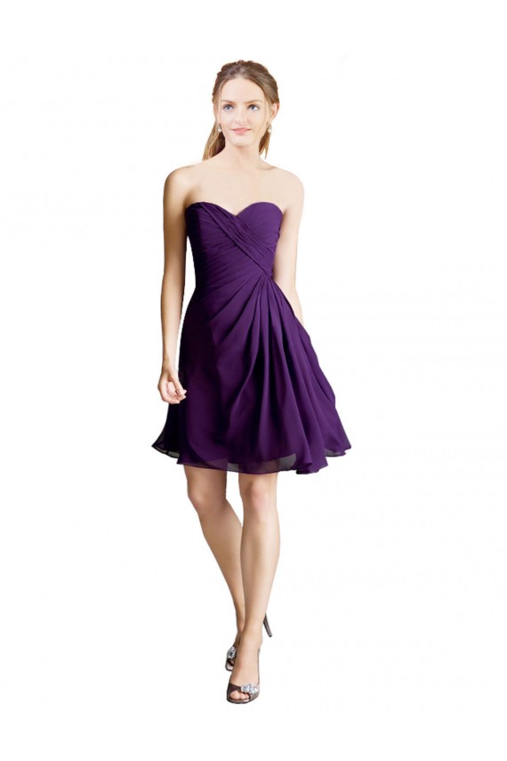 Draped Chiffon Long Sweetheart Cocktail Bridesmaid Dress Australia