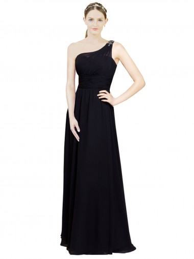 Sweetheart Chiffon Bridesmaid Dress with Beaded One Shoulder Strap Australia