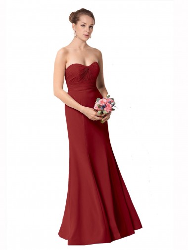 Full Length Sweetheart Chiffon Bridesmaid Dress with Ruched Bodice Australia