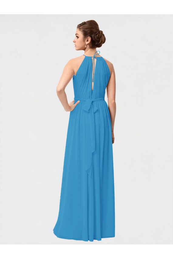 High Low Long Halter Keyhole Chiffon Bridesmaid Dress Australia