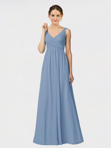 Long Chiffon Bridesmaid Dress with Sweetheart Neckline and Wide Straps Australia