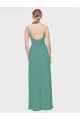 Rouched V-Neckline and Spaghetti Straps Long Chiffon Bridesmaid Dress Australia