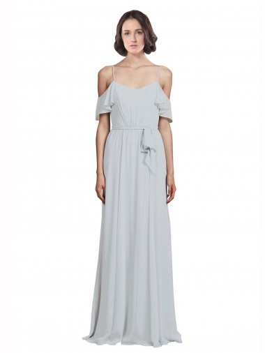 Off the Shoulder Spaghetti Strap Long Chiffon Bridesmaids Dress Australia