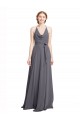 Spaghetti Strap Long Chiffon Bridesmaids Dress with Halter Cowl Neck Australia