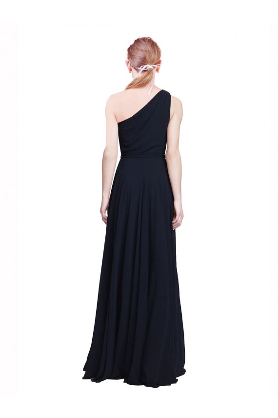 Long Chiffon Bridesmaid Dress with One Shoulder Neckline And Belt Australia
