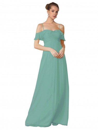 Hand-Ruched Chiffon Bridesmaid Dress with Flutter Sleeves Australia