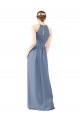 Fitted Long High Halter Neck Chiffon Bridesmaid Dress with Keyhole Back Australia