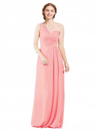 One Shoulder Sweetheart Neckline Long Chiffon Bridesmaid Dress Australia