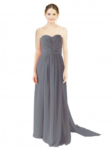 Long Chiffon Bridesmaid Dress with Sweetheart Neckline and Flowing Back Australia
