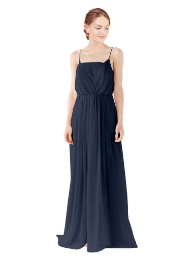 Spaghetti Straps Open Back Long Chiffon Bridesmaid Dress Australia