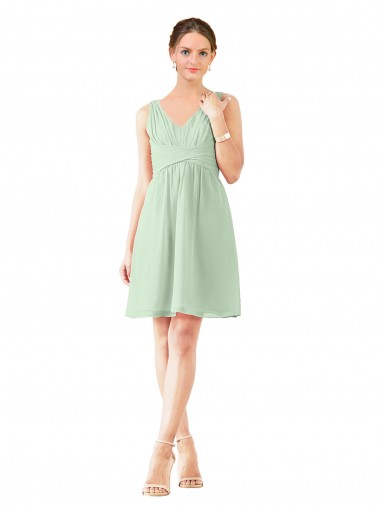 v-Neckline Short Knee Length Chiffon Cocktail Bridesmaid Dress Australia