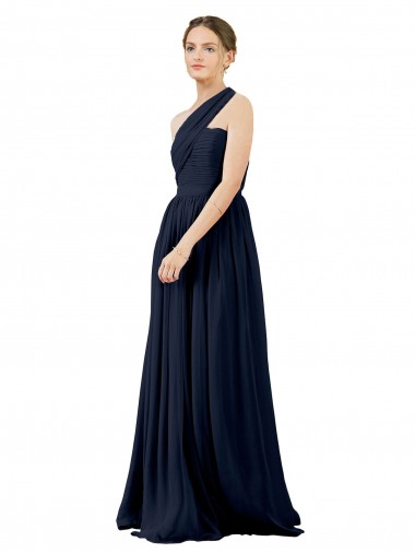 Draped One Shoulder Strapless Chiffon Bridesmaid Dress Australia