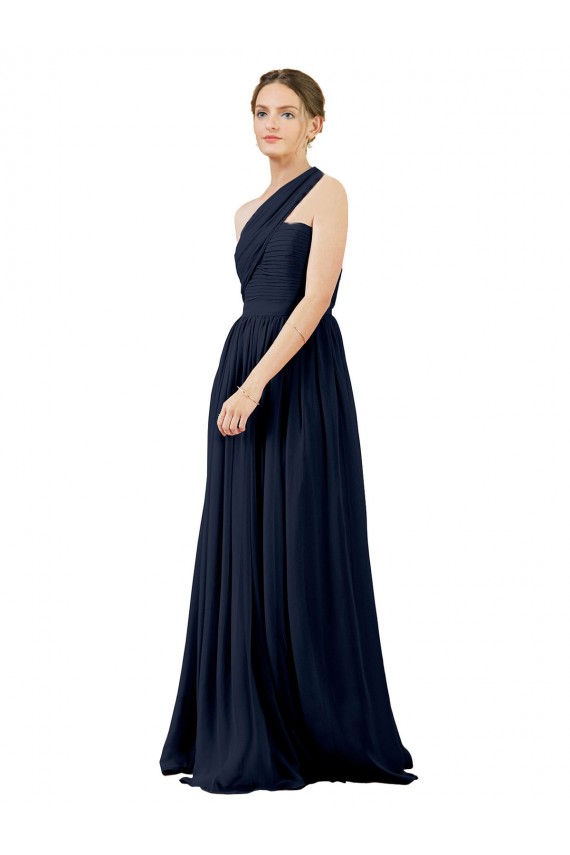 Draped One Shoulder Strapless Chiffon Bridesmaid Dress Australia