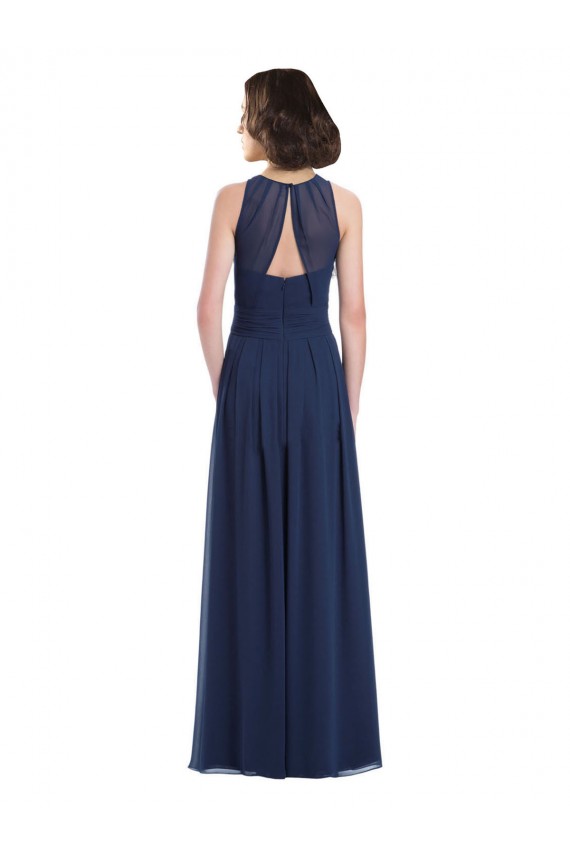 Chiffon High Neck Sleeveless Bridesmaid Dress with Pleats Australia