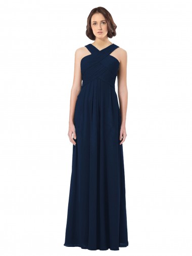 Long Chiffon Bridesmaid Dress V-Neck Top Australia