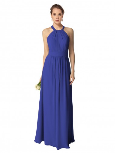 Long Full Length Chiffon Halter Bridesmaid Dress Australia
