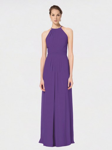 Long Chiffon Spaghetti Strap Halter Bridesmaid Dress Australia