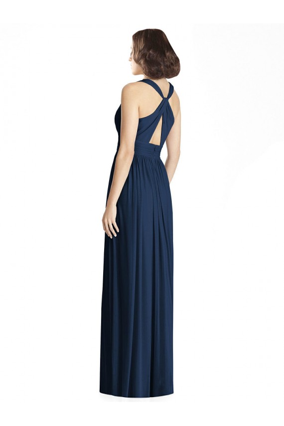 Cut Out Back Long Chiffon V-Neck Bridesmaid Dress Australia
