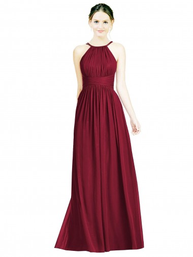 Halter Neck Open Back Draped Chiffon Bridesmaid Dress Australia