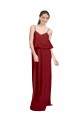 Long Chiffon Bridesmaid Dress with Slim Straps and Open Back Australia