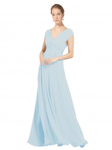 Chiffon Bridsmaids Dress with V-Neckline and Tie V Back Australia
