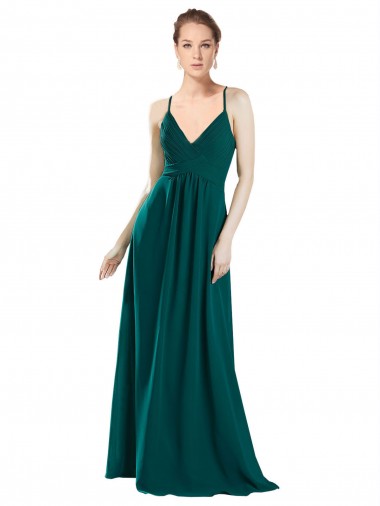 Sexy Chiffon Bridesmaid Dress with Deep V-Neckline Australia